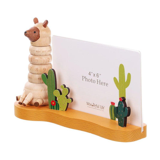 JEAN CULTURAL Wooden Calendar With Photo Frame - Alpaca - LOG-ON