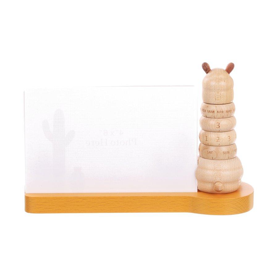 JEAN CULTURAL Wooden Calendar With Photo Frame - Alpaca - LOG-ON