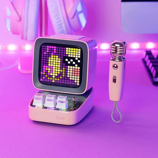 DIVOOM Ditoo Mic Pixel Art Speaker With Microphone Pink - LOG-ON