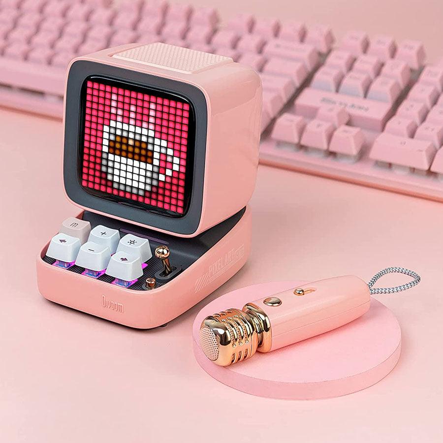 DIVOOM Ditoo Mic Pixel Art Speaker With Microphone Pink - LOG-ON