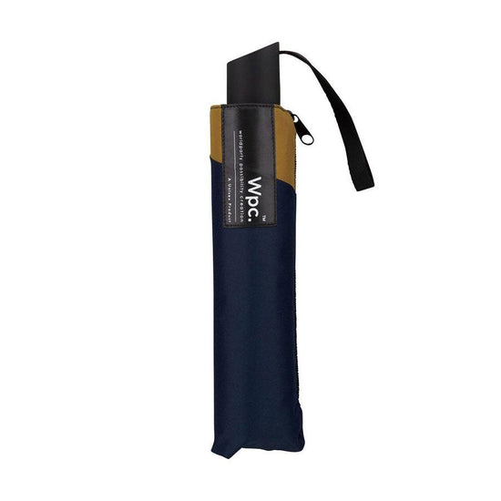 W.P.C. Back Protect Folding Umbrella Navy X Camel (300g) - LOG-ON
