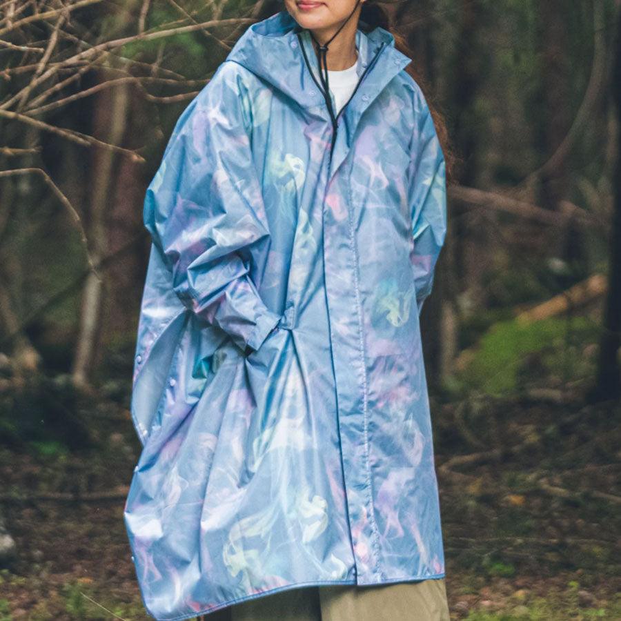 KIU Kiu New Standard Rain Poncho Smoke Blue (420g) - LOG-ON