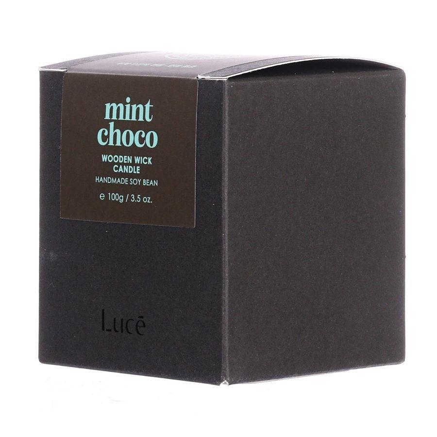 LUCE Wooden Wick Soy Candle – Mint Choco (100g) - LOG-ON